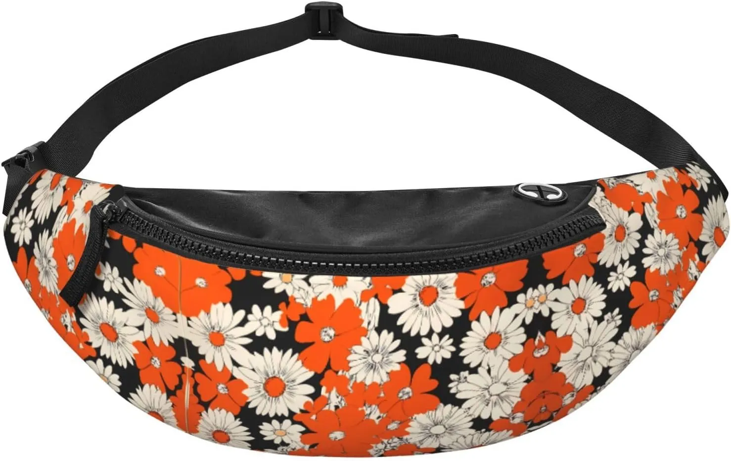 Orange Daisy Print Fanny Pack For Women Men, With Adjustable Strap, Lightweight Waterproof Waist Bag For Sport Walking Running