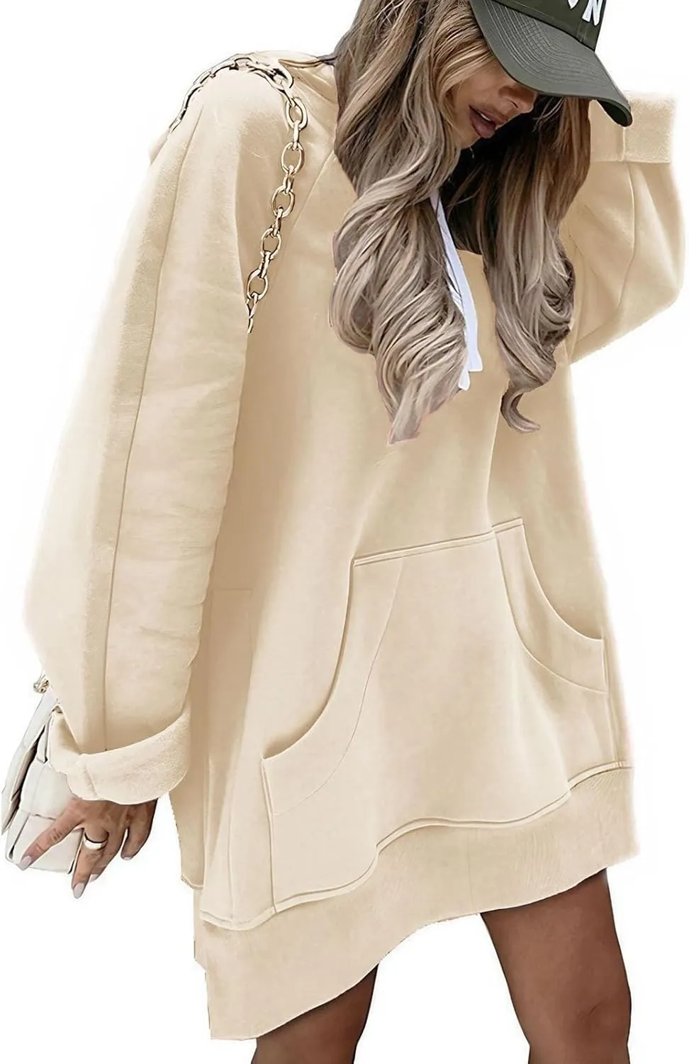 Oversized Hoodie Dress Women, Hoodie Dress for Women with Pockets, Women's Casual Pullover Long Sleeve Split Hem