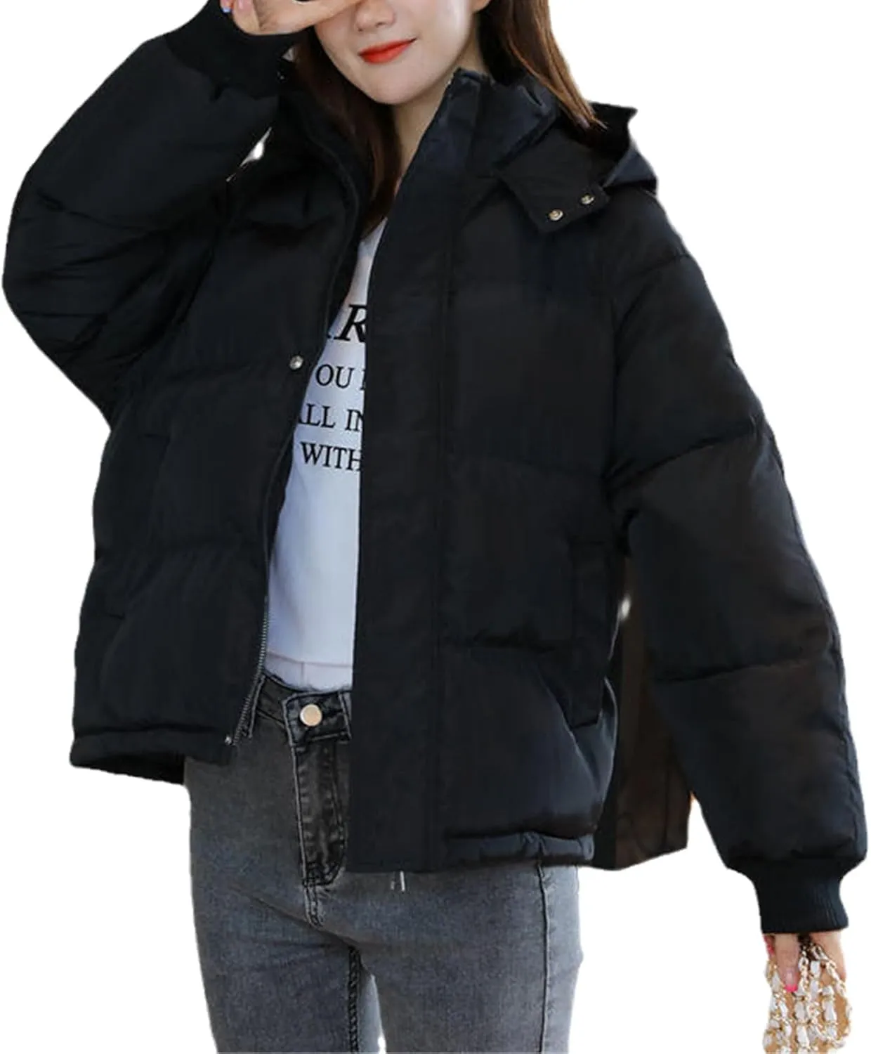 Parkas Warm Thicken Hooded Overcoats Winter Jacket Women Clothes Padded Loose Black Down Cotton Coat
