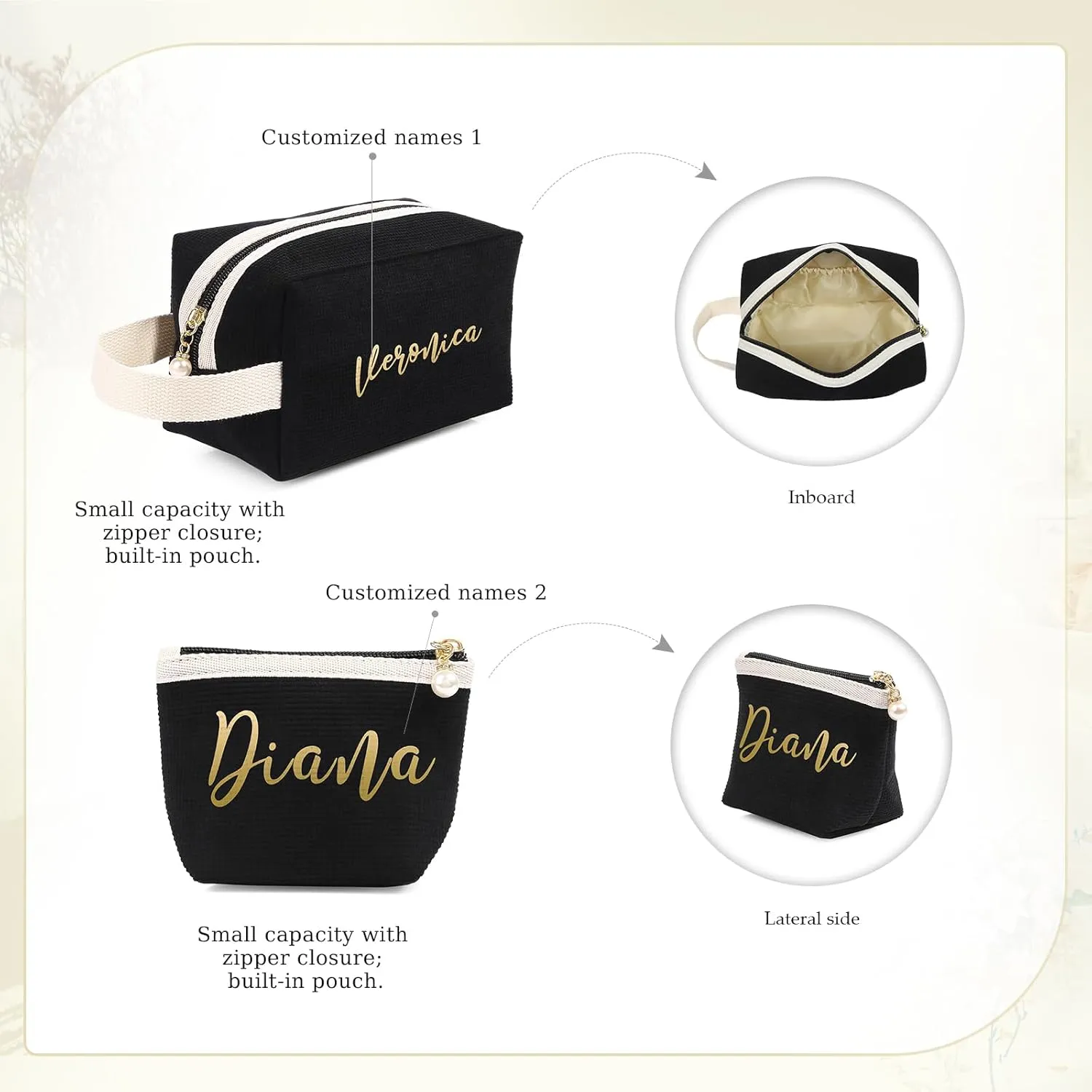 Personalized Toiletry Bag Set for Women Girls with Name Custom Dopp Kits Travel Organizer for Women Wife Mother Daughter Gifts (Color 1-Set), NE005400