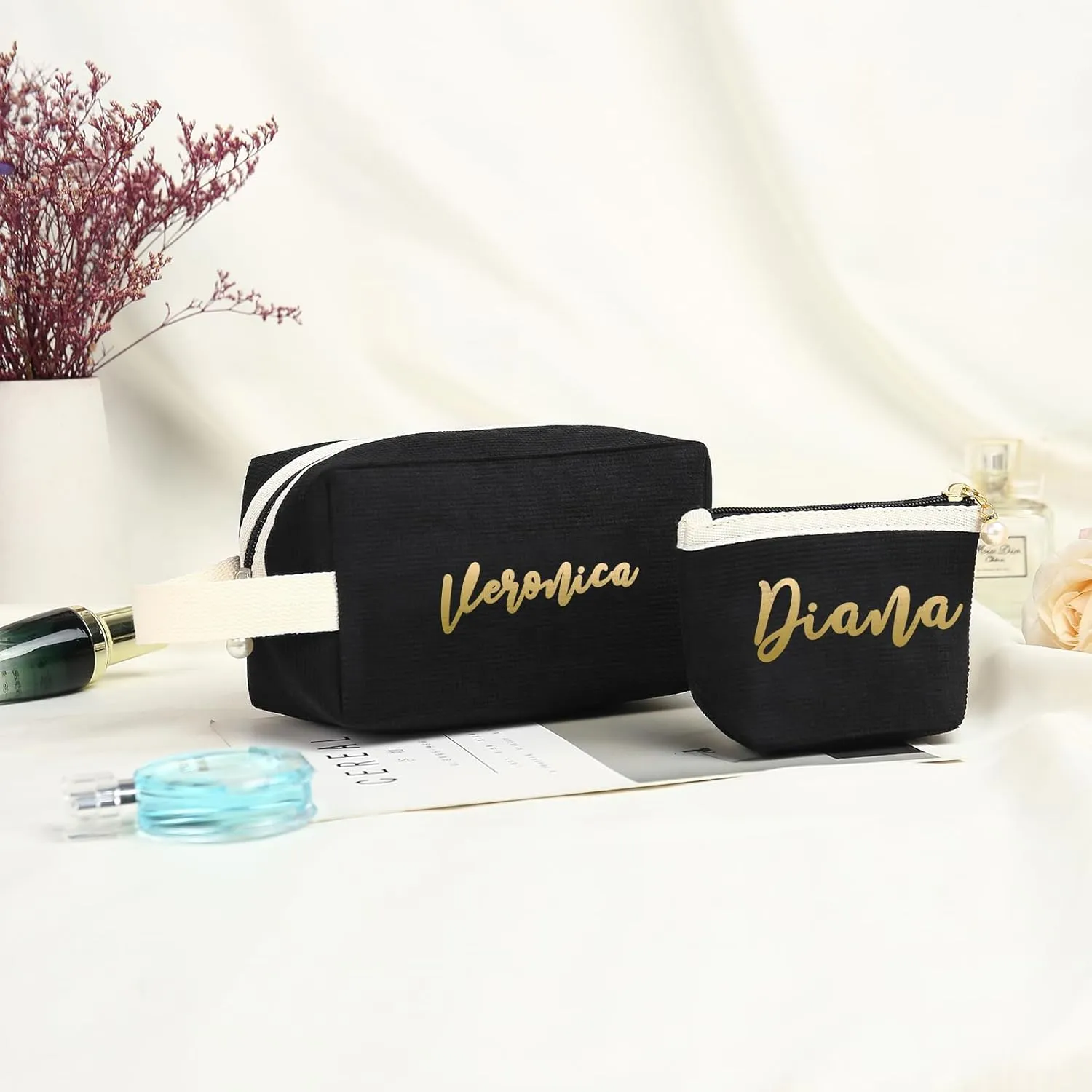 Personalized Toiletry Bag Set for Women Girls with Name Custom Dopp Kits Travel Organizer for Women Wife Mother Daughter Gifts (Color 1-Set), NE005400