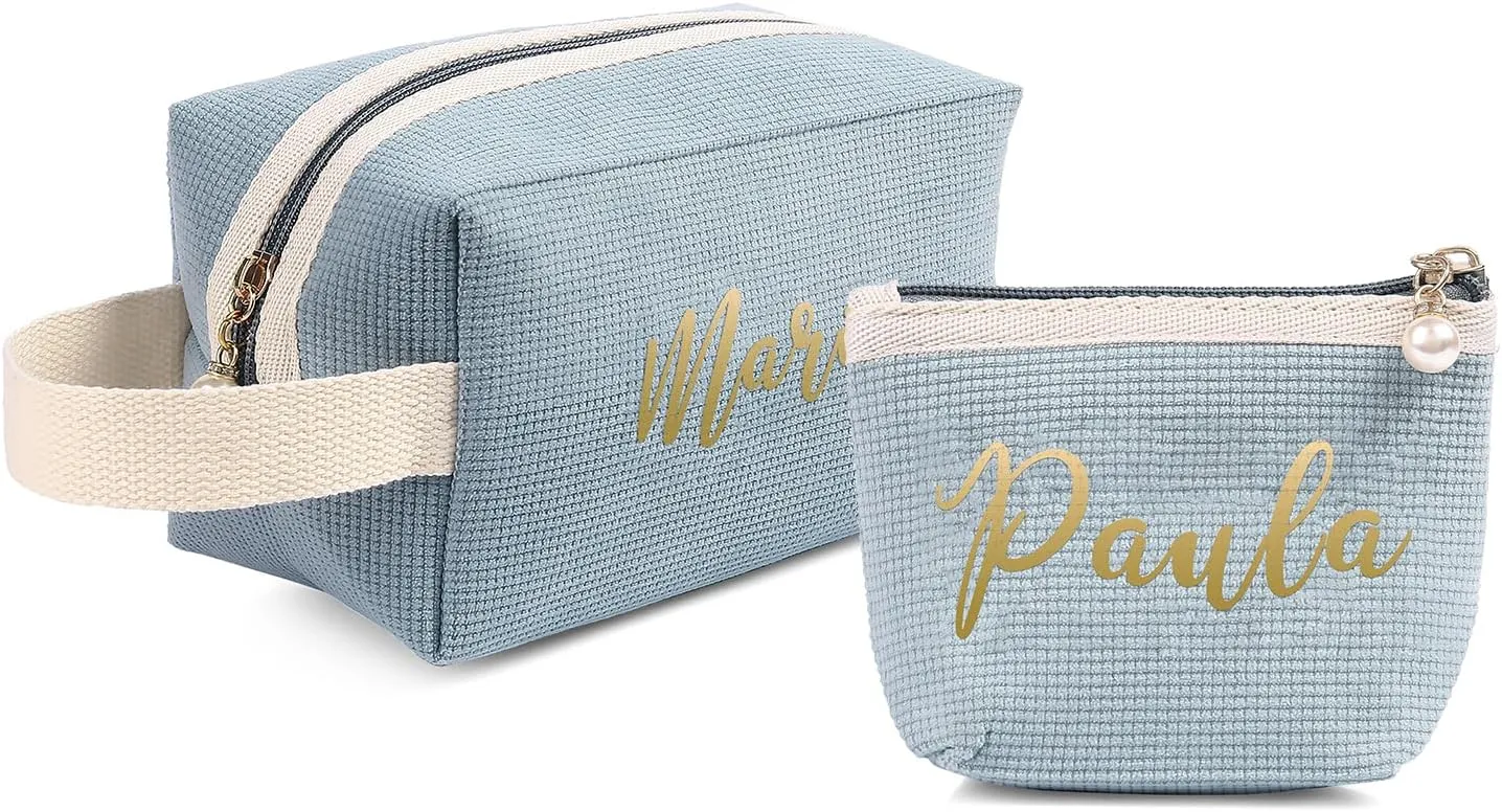 Personalized Toiletry Bag Set for Women Girls with Name Custom Dopp Kits Travel Organizer for Women Wife Mother Daughter Gifts (Color 2-Set)
