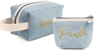 Personalized Toiletry Bag Set for Women Girls with Name Custom Dopp Kits Travel Organizer for Women Wife Mother Daughter Gifts (Color 2-Set)