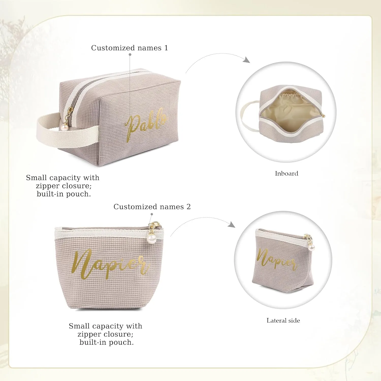 Personalized Toiletry Bag Set for Women Girls with Name Custom Dopp Kits Travel Organizer for Women Wife Mother Daughter Gifts (Color 3-Set), NE005400