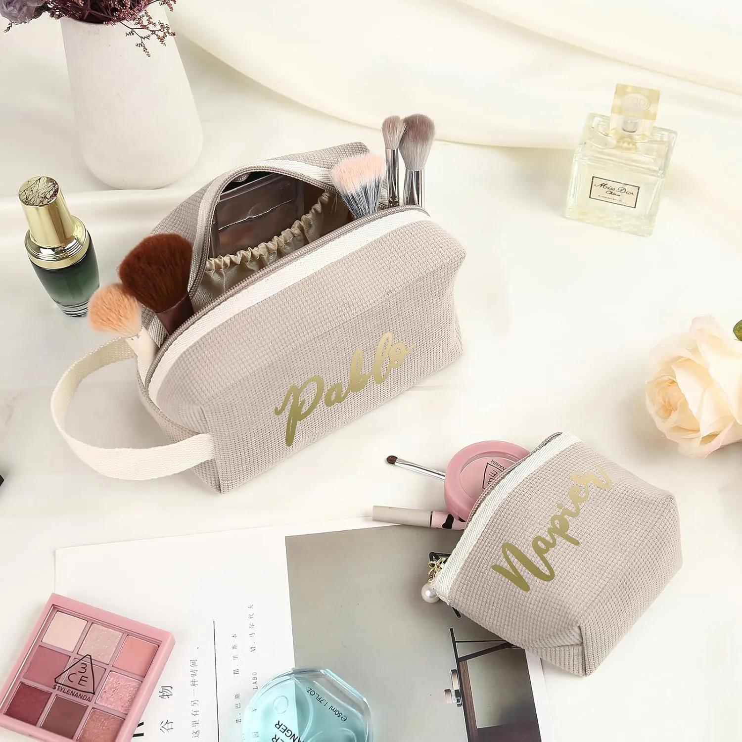 Personalized Toiletry Bag Set for Women Girls with Name Custom Dopp Kits Travel Organizer for Women Wife Mother Daughter Gifts (Color 3-Set), NE005400