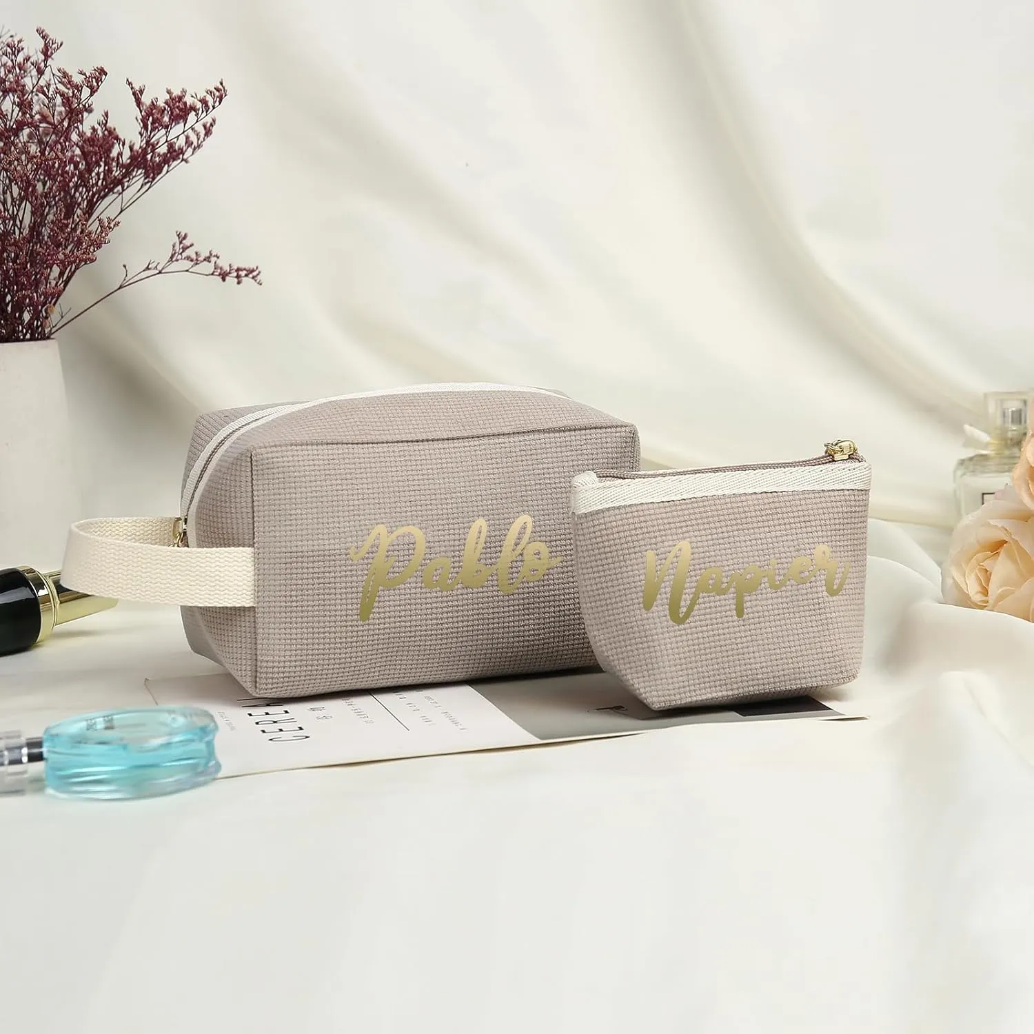 Personalized Toiletry Bag Set for Women Girls with Name Custom Dopp Kits Travel Organizer for Women Wife Mother Daughter Gifts (Color 3-Set), NE005400