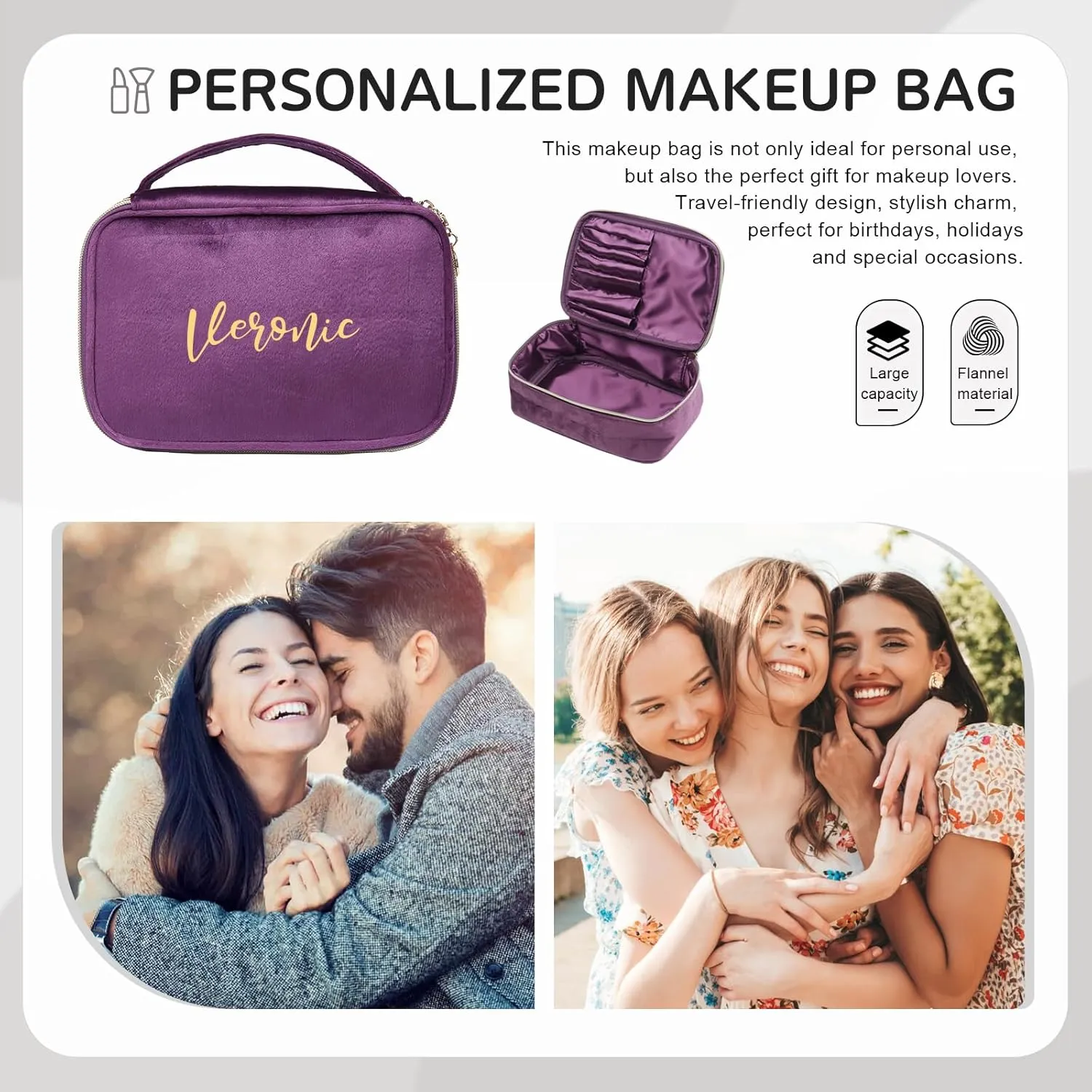 Personalized Toiletry Bag Set for Women Gitfs with Name Custom Dopp Kits Travel Organizer for Wife Mother Daughter Mother's Day (Color 1)
