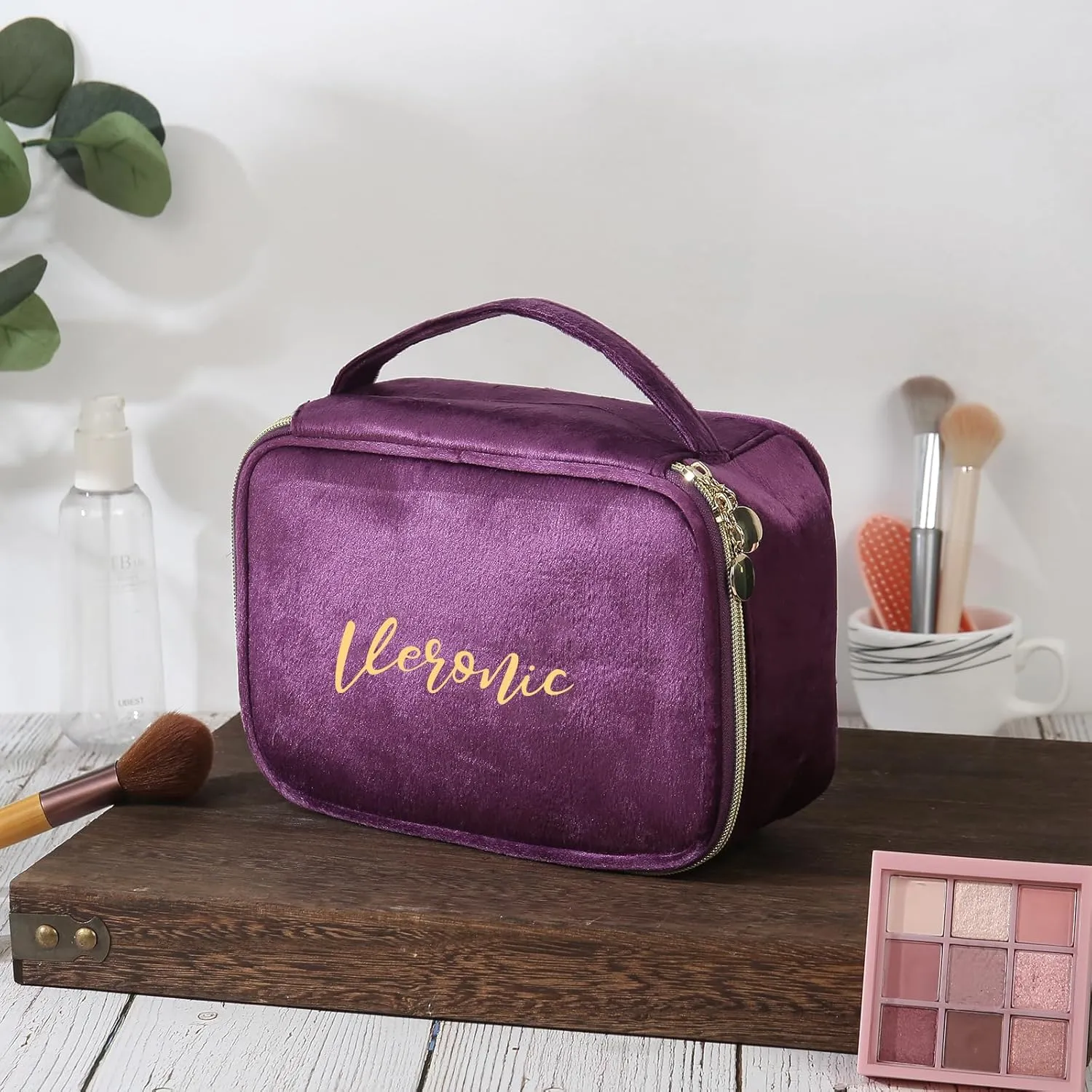 Personalized Toiletry Bag Set for Women Gitfs with Name Custom Dopp Kits Travel Organizer for Wife Mother Daughter Mother's Day (Color 1)