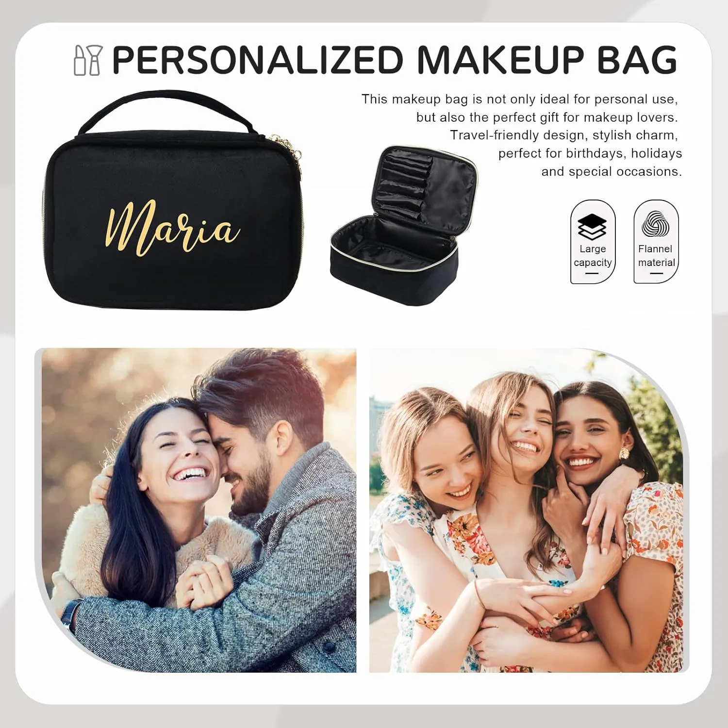 Personalized Toiletry Bag Set for Women Gitfs with Name Custom Dopp Kits Travel Organizer for Wife Mother Daughter Mother's Day (Color 2)