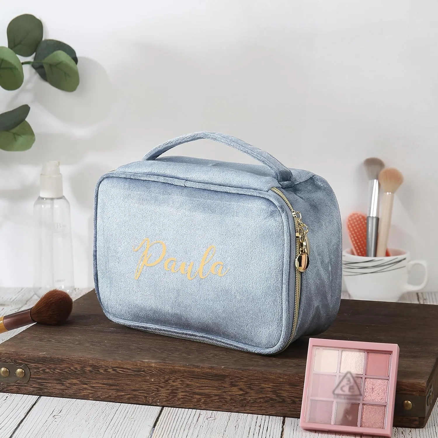 Personalized Toiletry Bag Set for Women Gitfs with Name Custom Dopp Kits Travel Organizer for Wife Mother Daughter Mother's Day (Color 4)