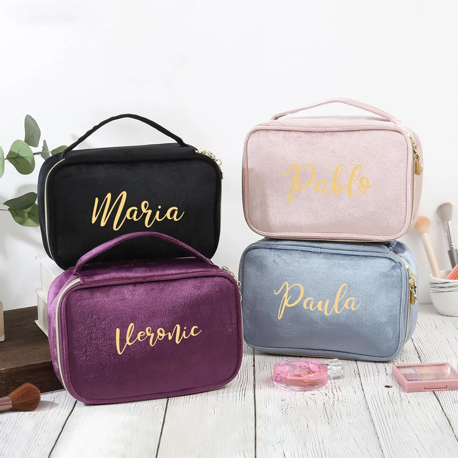 Personalized Toiletry Bag Set for Women Gitfs with Name Custom Dopp Kits Travel Organizer for Wife Mother Daughter Mother's Day (Color 4)