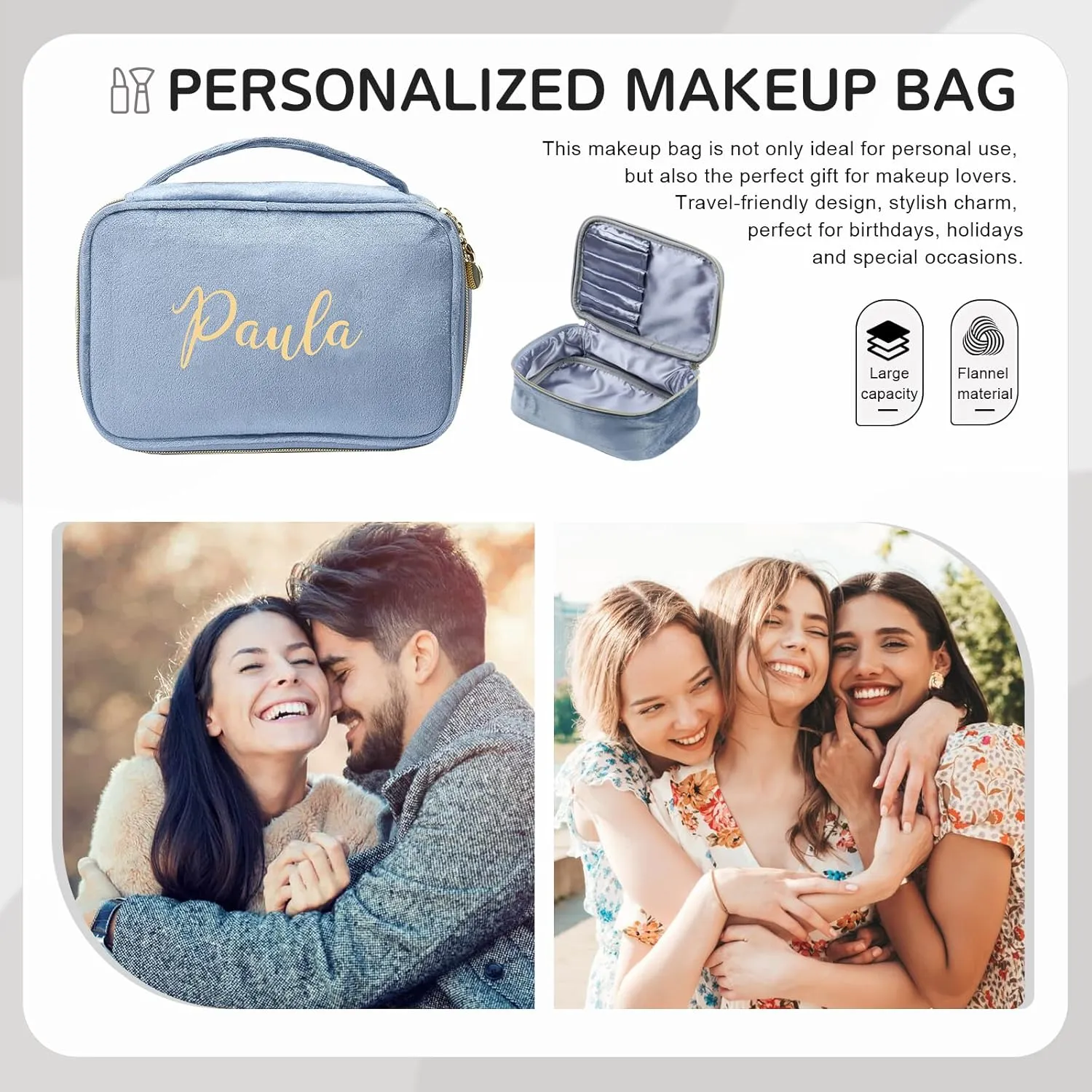 Personalized Toiletry Bag Set for Women Gitfs with Name Custom Dopp Kits Travel Organizer for Wife Mother Daughter Mother's Day (Color 4)