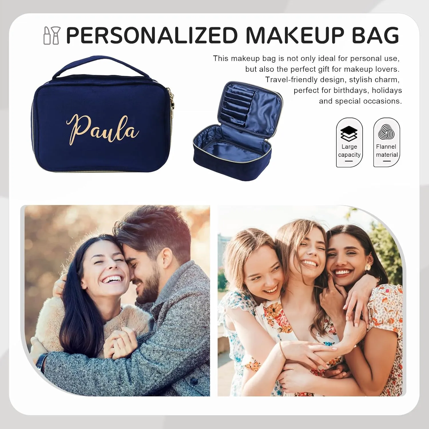 Personalized Toiletry Bag Set for Women Gitfs with Name Custom Dopp Kits Travel Organizer for Wife Mother Daughter Mother's Day (Color 5)