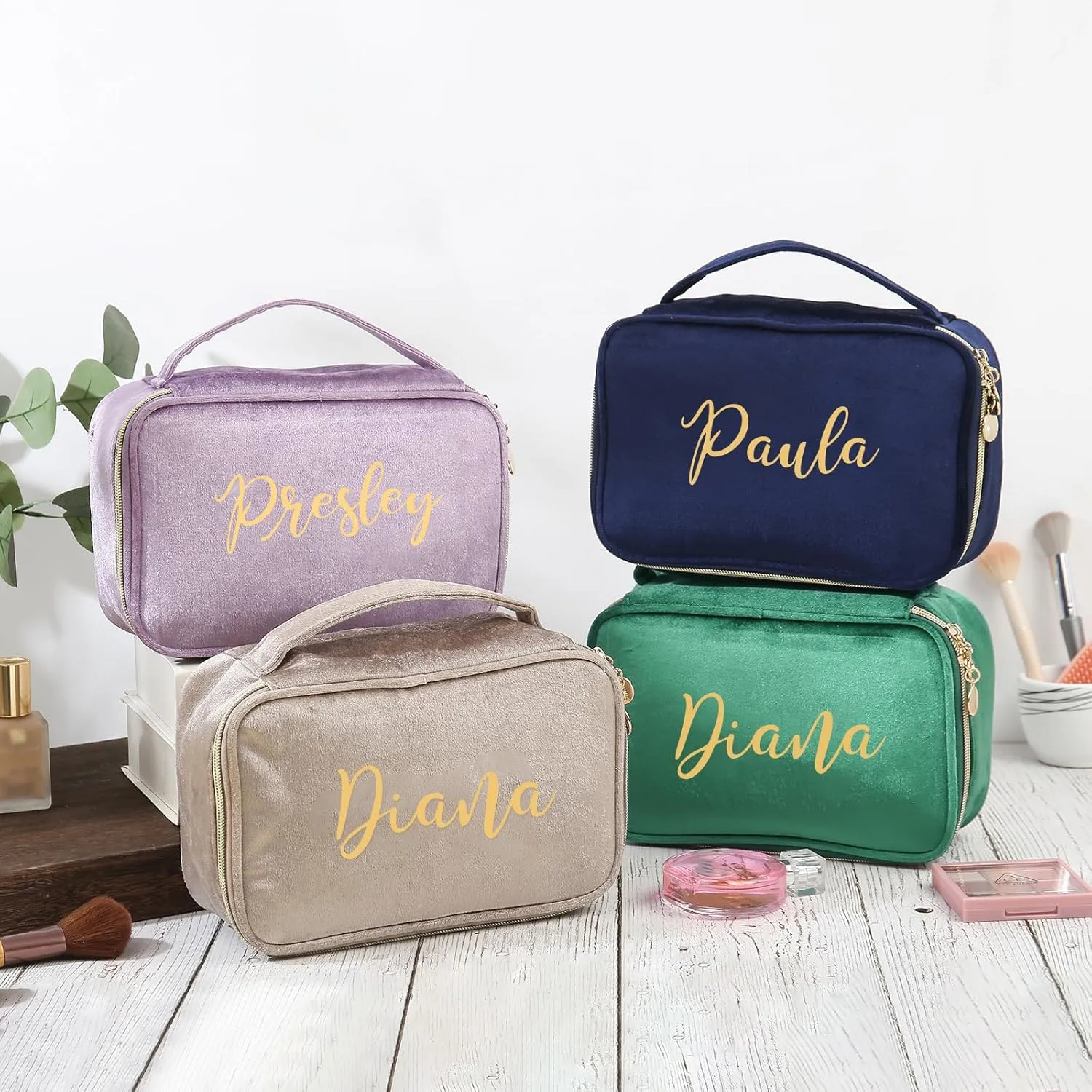 Personalized Toiletry Bag Set for Women Gitfs with Name Custom Dopp Kits Travel Organizer for Wife Mother Daughter Mother's Day (Color 5)