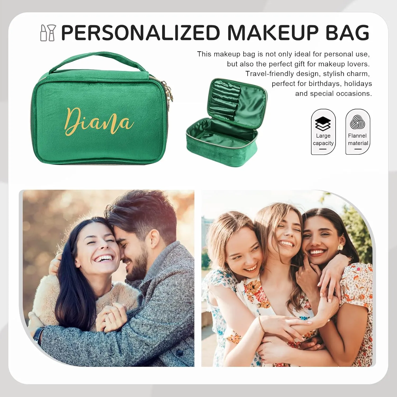 Personalized Toiletry Bag Set for Women Gitfs with Name Custom Dopp Kits Travel Organizer for Wife Mother Daughter Mother's Day (Color 6)