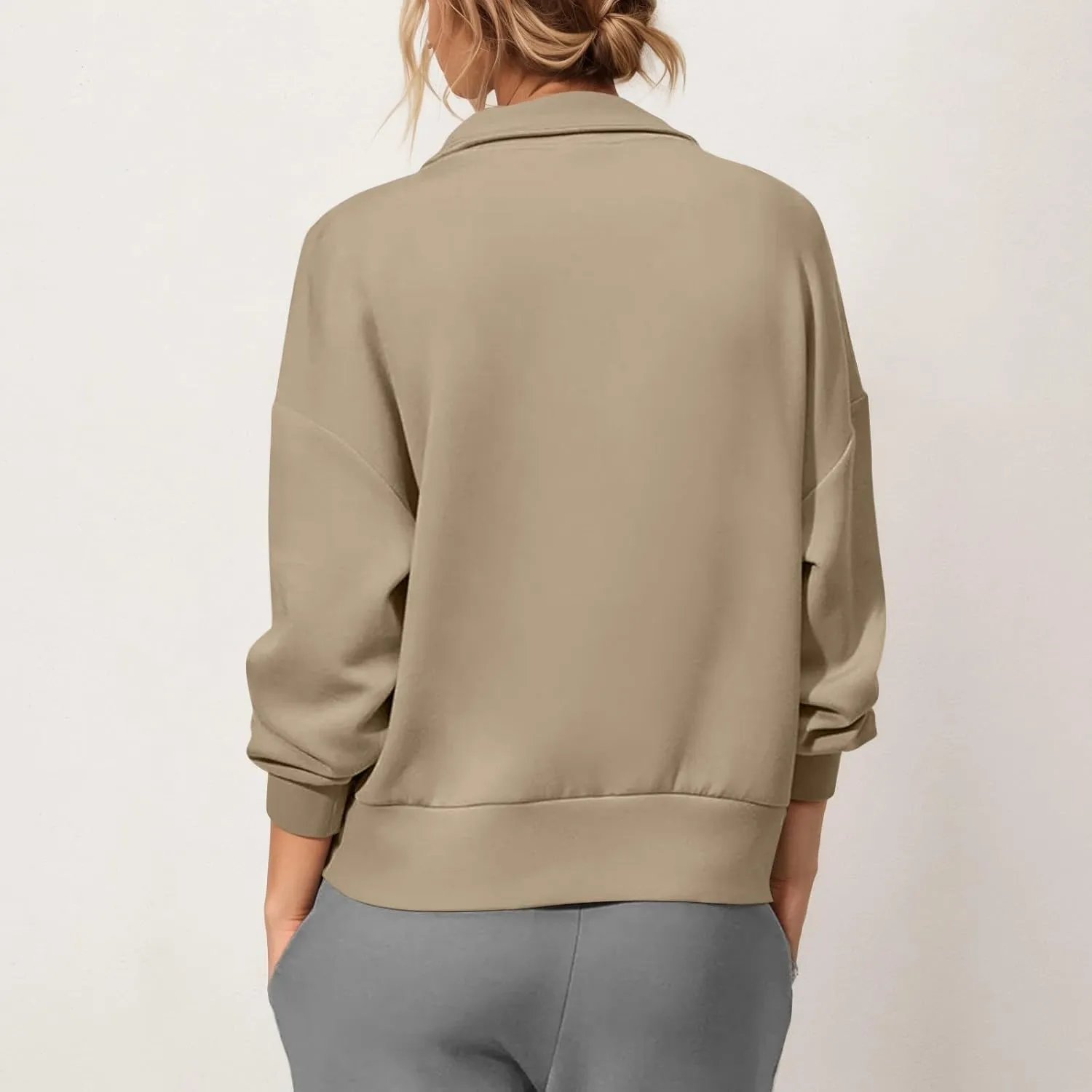 Quarter Zip Pullover Women Fleece Fall Oversized Sweatshirts Long Sleeve Casual Pullover Sweater Winter Clothes 2024