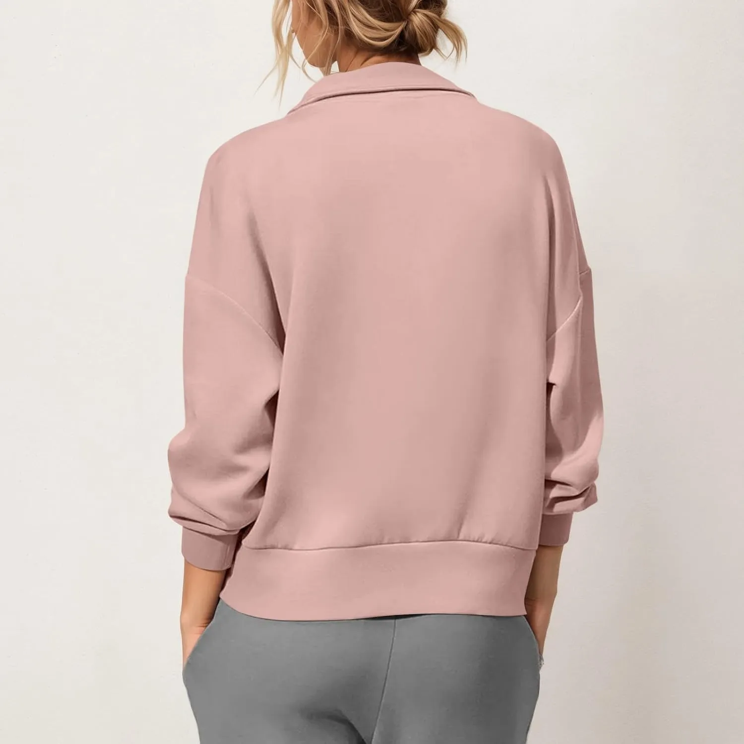 Quarter Zip Pullover Women Fleece Fall Oversized Sweatshirts Long Sleeve Casual Pullover Sweater Winter Clothes 2024
