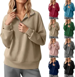 Quarter Zip Pullover Women Fleece Fall Oversized Sweatshirts Long Sleeve Casual Pullover Sweater Winter Clothes 2024