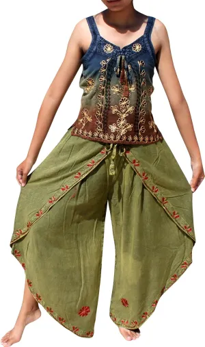 RaanPahMuang Indian Belly Dancing Gypsy Set Halter Shirt Harem Pants Slide Tone