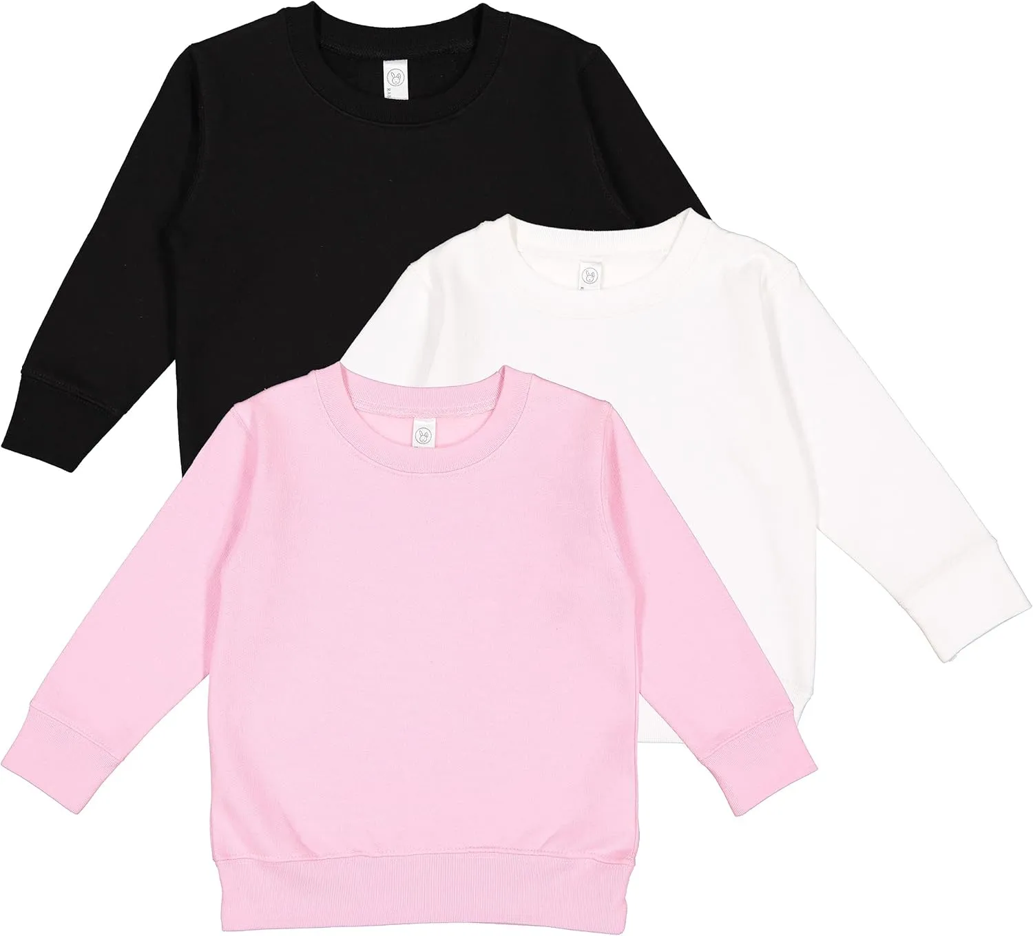 RABBIT SKINS Toddler Boy & Girl Fleece Long Sleeve Pullover Sweatshirt| 2T to Size 7, 3 Pack Bulk Set