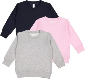 RABBIT SKINS Toddler Boy & Girl Fleece Long Sleeve Pullover Sweatshirt| 2T to Size 7, 3 Pack Bulk Set