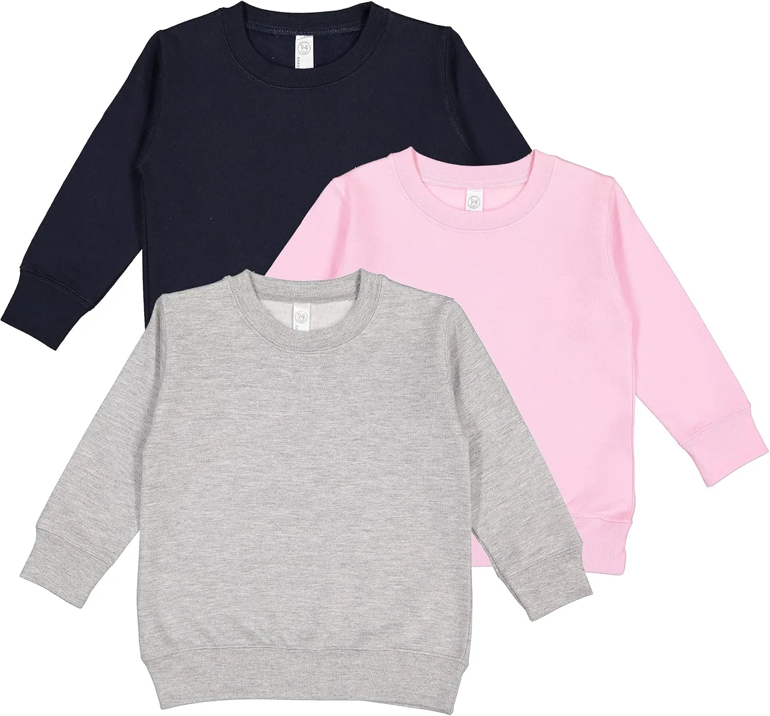RABBIT SKINS Toddler Boy & Girl Fleece Long Sleeve Pullover Sweatshirt| 2T to Size 7, 3 Pack Bulk Set