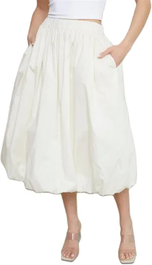 Raruxxin Women Y2k Bubble Maxi Skirt Elastic Low Waist Pleated Balloon Long Skirt Summer Ruffle Puffy Flowy Swing Midi Dress