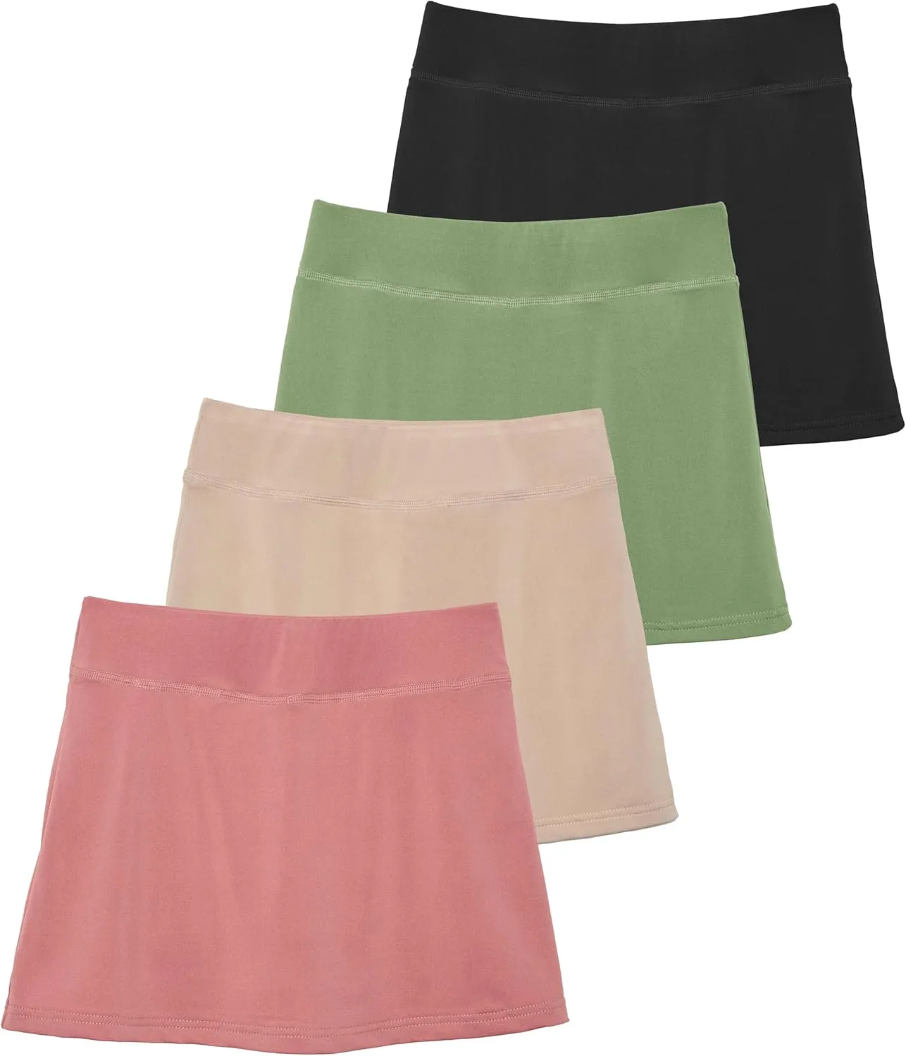 Real Essentials 4 Pack: Girls' Active Skort Athletic Performance Skirt - Tennis Golf Skirt with Bike Short Lining (4-16)