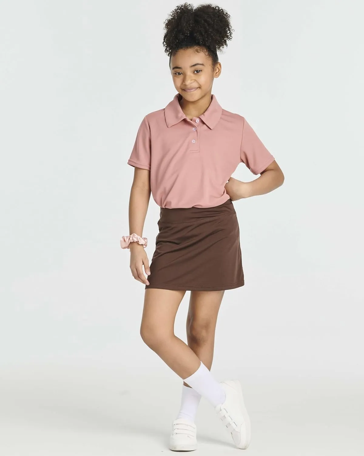 Real Essentials 4 Pack: Girls' Active Skort Athletic Performance Skirt - Tennis Golf Skirt with Bike Short Lining (4-16)