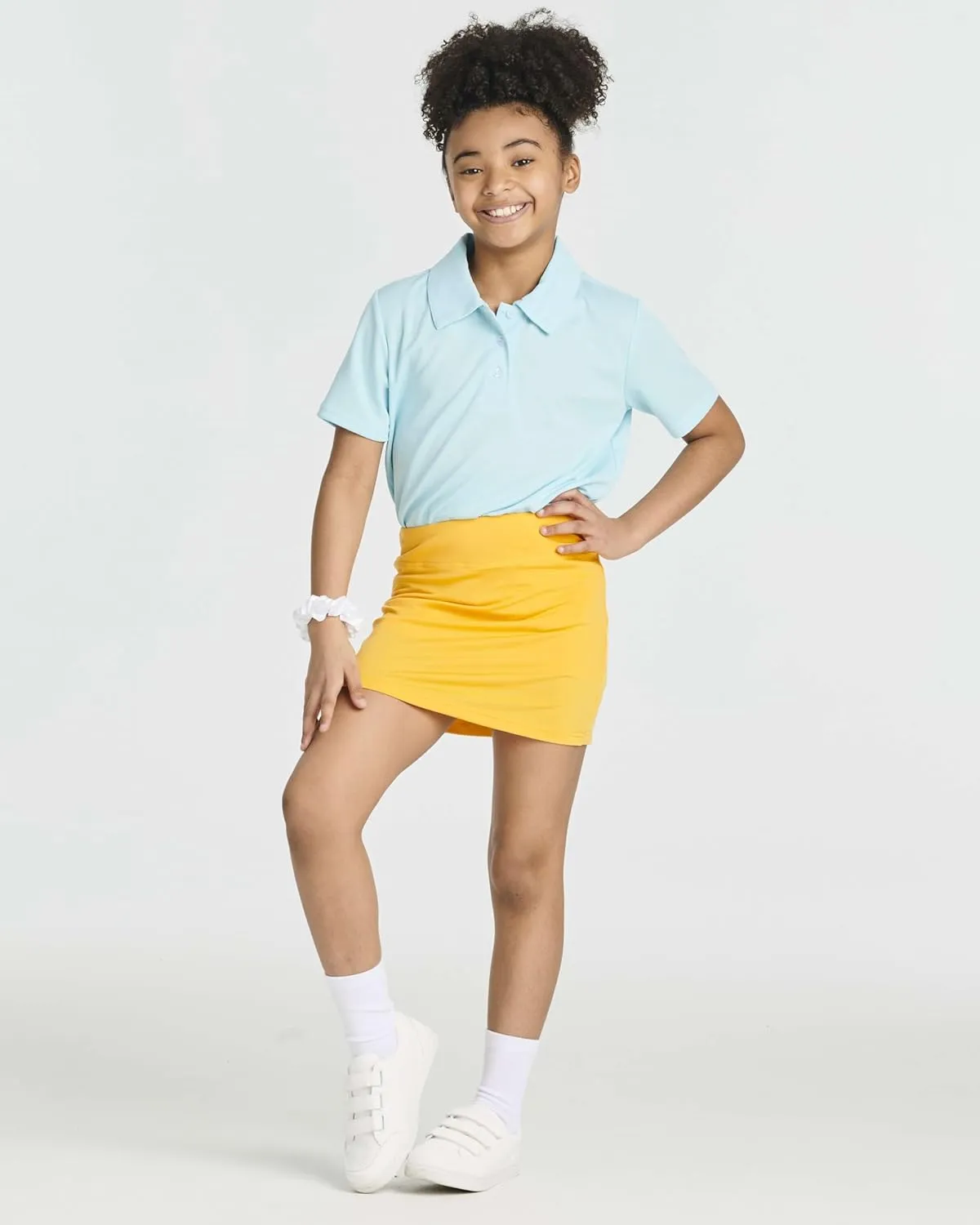 Real Essentials 4 Pack: Girls' Active Skort Athletic Performance Skirt - Tennis Golf Skirt with Bike Short Lining (4-16)