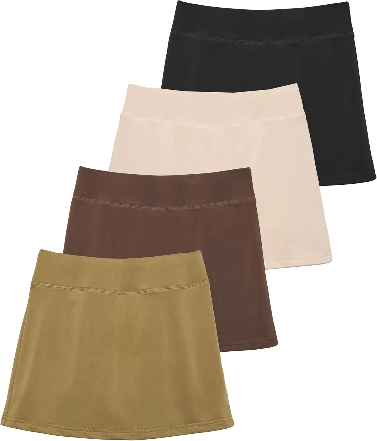 Real Essentials 4 Pack: Girls' Active Skort Athletic Performance Skirt - Tennis Golf Skirt with Bike Short Lining (4-16)