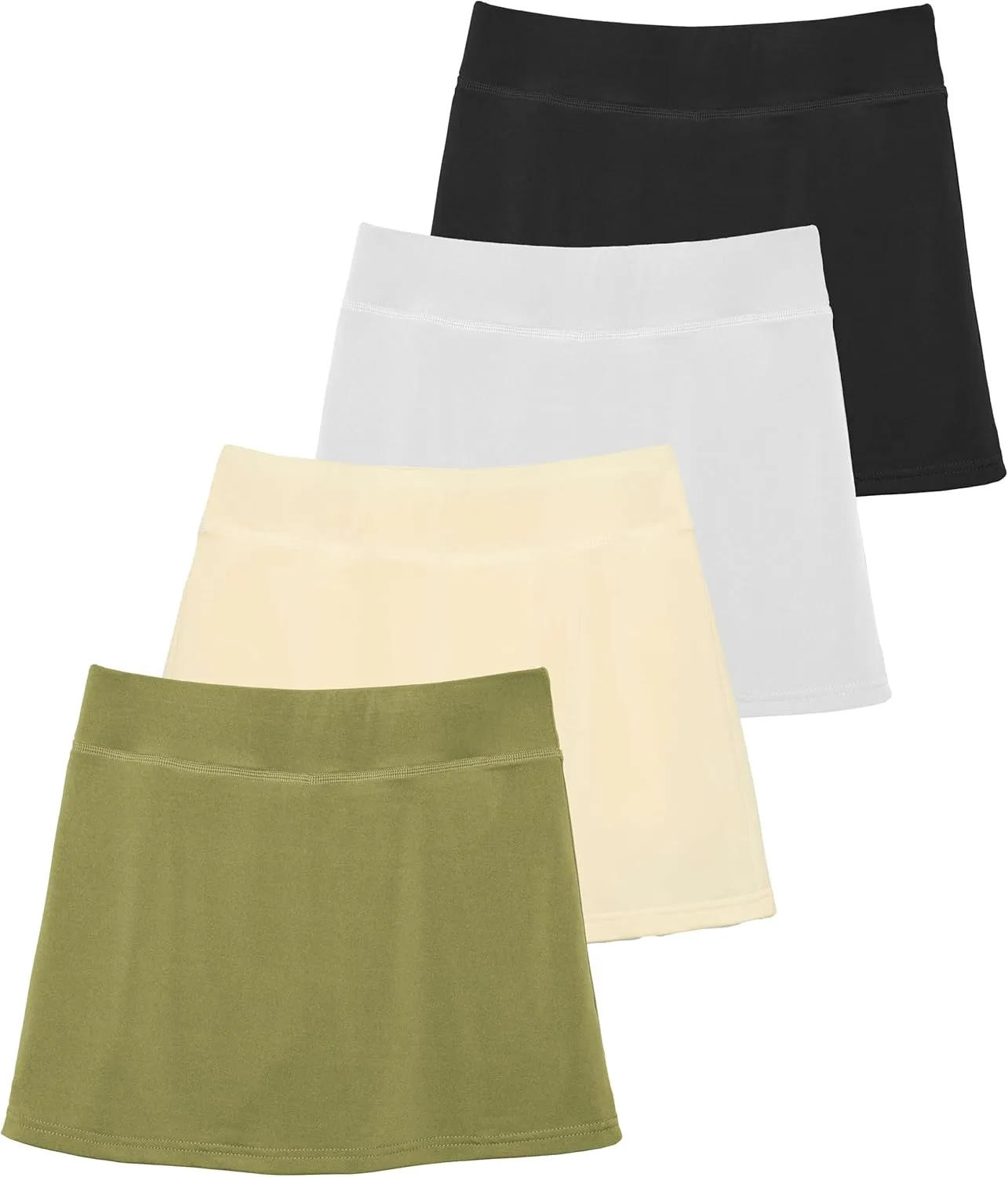 Real Essentials 4 Pack: Girls' Active Skort Athletic Performance Skirt - Tennis Golf Skirt with Bike Short Lining (4-16)
