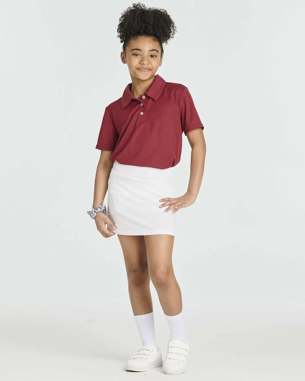 Real Essentials 4 Pack: Girls' Active Skort Athletic Performance Skirt - Tennis Golf Skirt with Bike Short Lining (4-16)