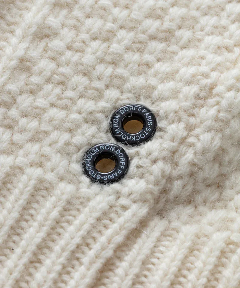 RON DORFF WOOL CASHMERE TELEMARK SWEATER W ZIP - Off White
