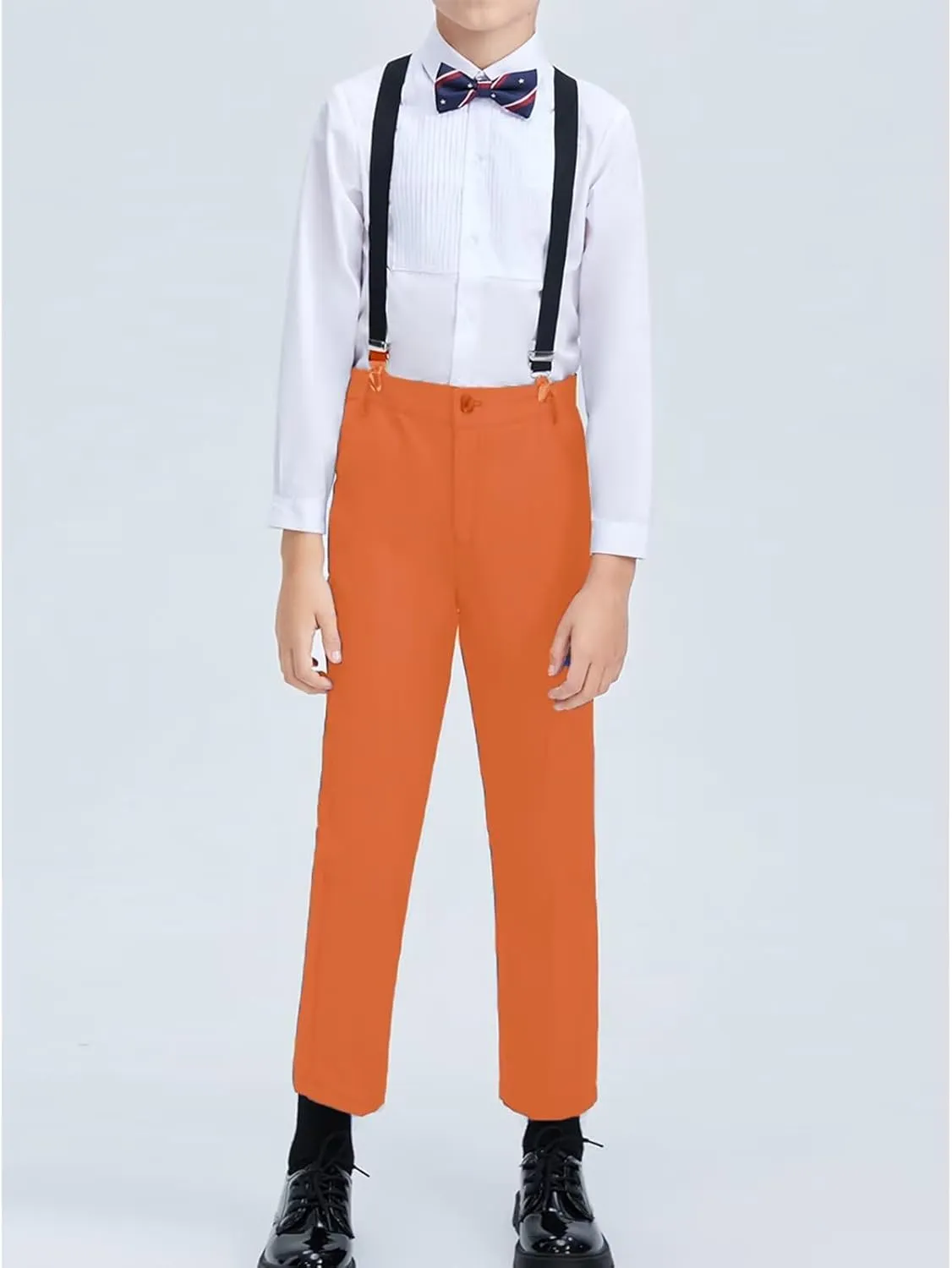 ROZU Boys Dress Pants Flat Front School Uniform Pants for Boys Toddler Kids Formal Belt Loops Boys Suit Pants 2T-20