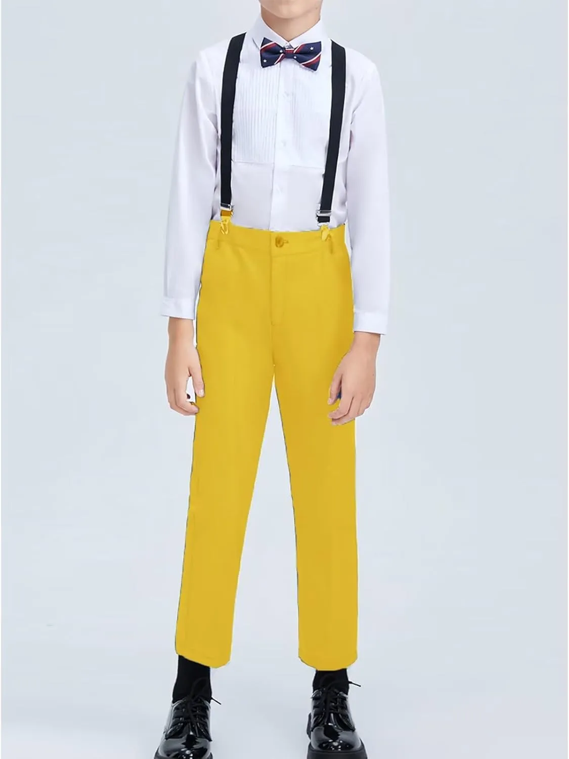ROZU Boys Dress Pants Flat Front School Uniform Pants for Boys Toddler Kids Formal Belt Loops Boys Suit Pants 2T-20