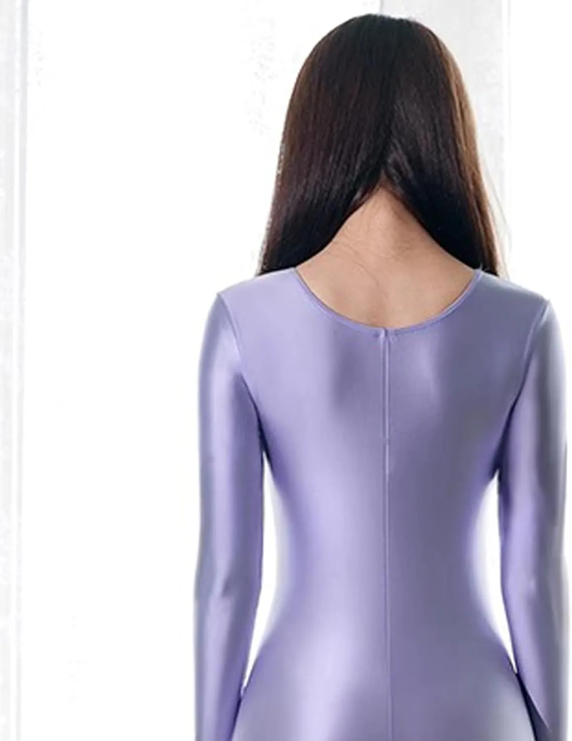 Satin Silky Tights Glossy Long Sleeved Cropped Pants Sexy Yoga Bodybuilding Sportswear Crotch Opening Zentai