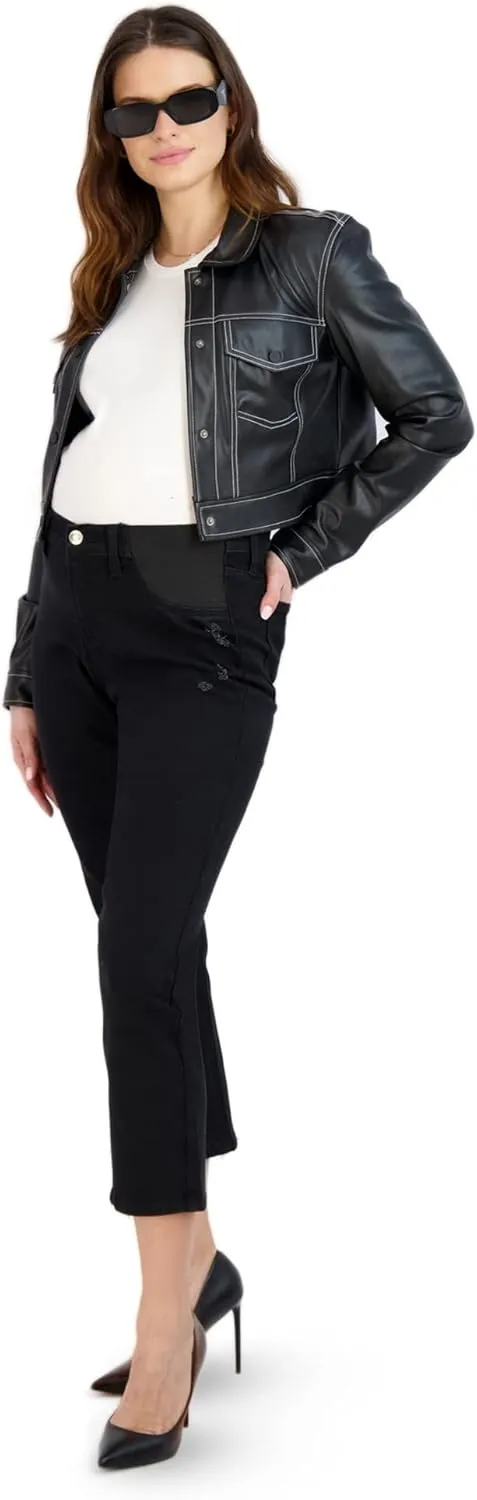 Savi Parker Maternity Jeans for Women, Straight Leg Elastic Under Belly High Waist Pant, Pregnancy Clothes for All Seasons