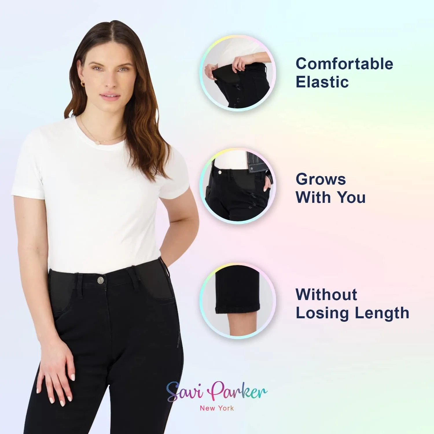 Savi Parker Maternity Jeans for Women, Straight Leg Elastic Under Belly High Waist Pant, Pregnancy Clothes for All Seasons