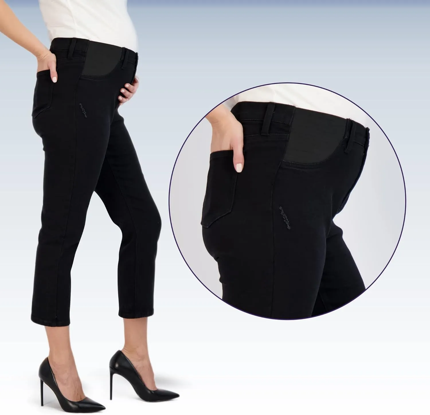 Savi Parker Maternity Jeans for Women, Straight Leg Elastic Under Belly High Waist Pant, Pregnancy Clothes for All Seasons