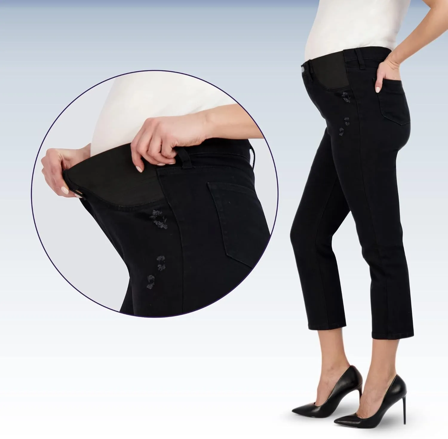 Savi Parker Maternity Jeans for Women, Straight Leg Elastic Under Belly High Waist Pant, Pregnancy Clothes for All Seasons