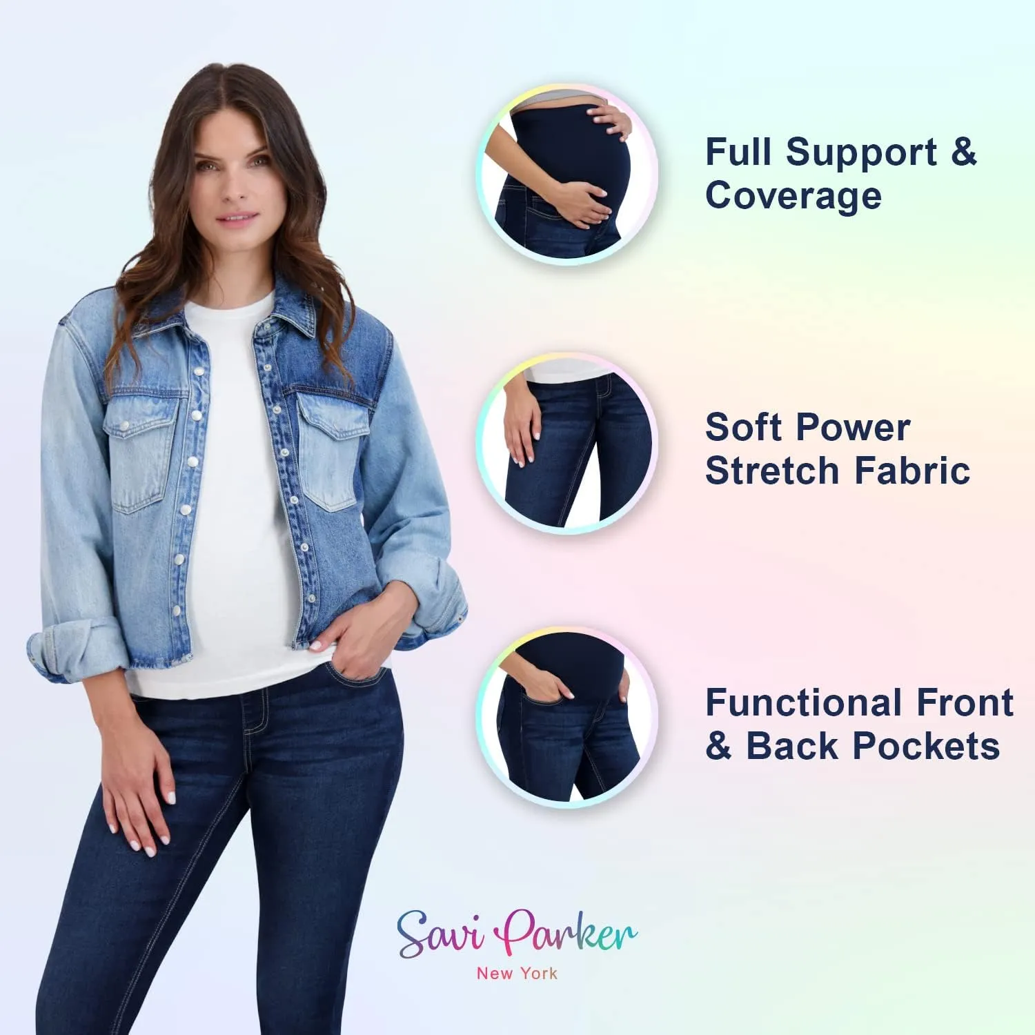 Savi Parker Womens Maternity Jeans Over The Belly - Pregnancy Clothes for All Seasons, Maternity Pants