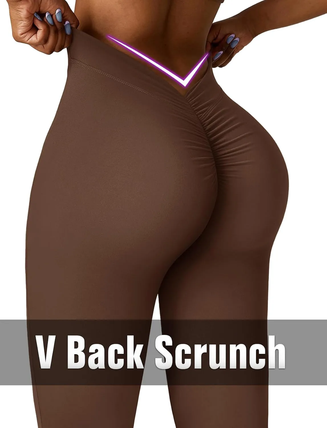 SEASUM V Back Scrunch Butt Flare Leggings for Women Waist Cut Shaped Ruched Bell Bottom Wide Leg Bootcut Yoga Pants
