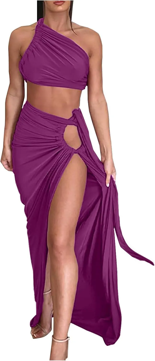 Sexy Cutout Maxi Dress, Ruched Backless, Summer Vacation Outfits for Women, Bodycon Cocktail Slit Cut Out Open Back