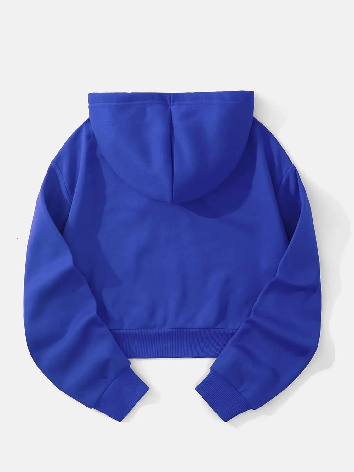 SHENHE Women's Cropped Sweatshirt Long Sleeves Drawstring Pullover Simple Crop Hoodie