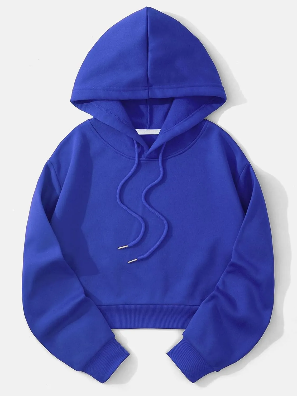 SHENHE Women's Cropped Sweatshirt Long Sleeves Drawstring Pullover Simple Crop Hoodie
