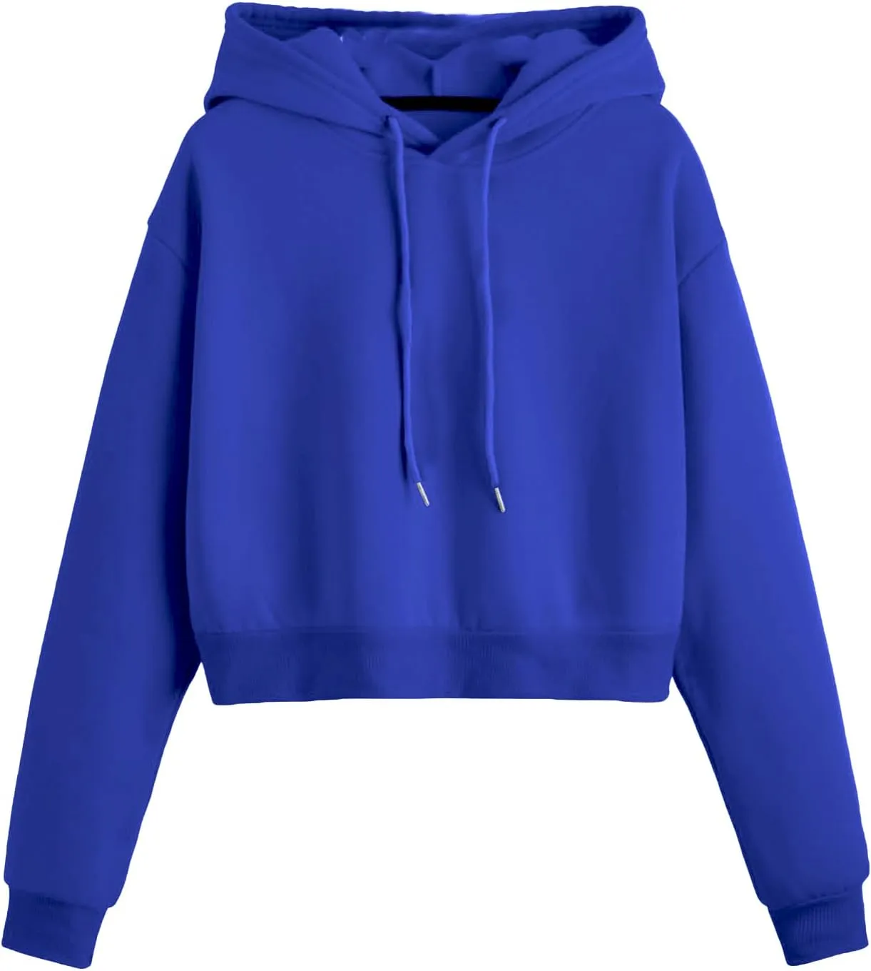 SHENHE Women's Cropped Sweatshirt Long Sleeves Drawstring Pullover Simple Crop Hoodie