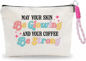 Small Makeup Bag For Women,Cosmetic Bag With Pink Hand Strap,Skin Care Bag,Toiletry Bag,Travel Pouch,Gift For Friends Sister colleague,Makeup Bag Organizer,Women Essentials-A24