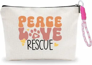 Small Makeup Bag With Pink Hand Strap,Peace Love Rescue,Cat Gifts For Girls,Toiletry Bag,Travel Cosmetic Bag,Birthday Present,Women Essentials & Accessories-A14