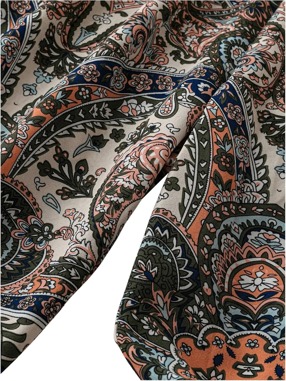 SOLY HUX Women's Plus Size Paisley Pants Elastic Waist Wide Leg Trousers Boho Vacation Pants